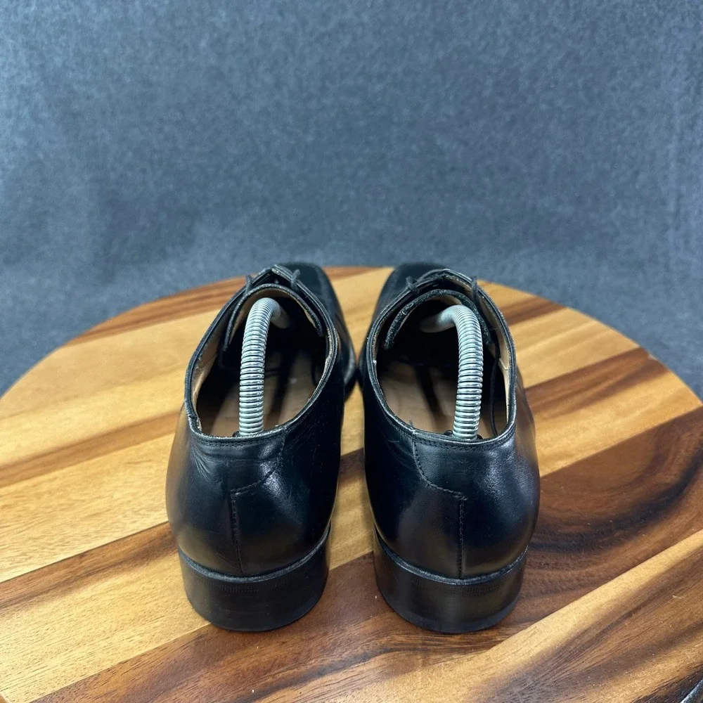L.F. Lidfort Barneys New York Mens Black Leather Square‎ Toe Oxford Shoes Sz 8